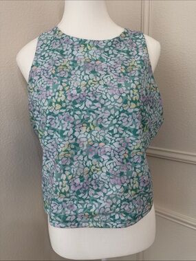 Joe Fresh Green Floral Sleeveless Tank with Pastel Accents✨0x✨NWT